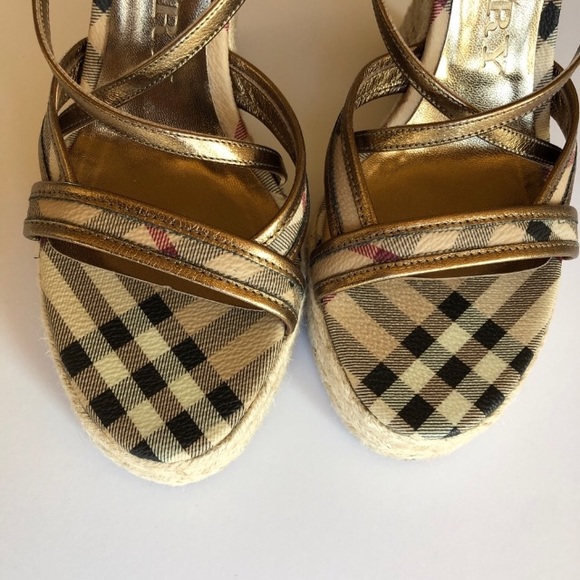 Burberry Espadrille Sandals Wedges Sz 37. Never Worn. - Picture 5 of 5